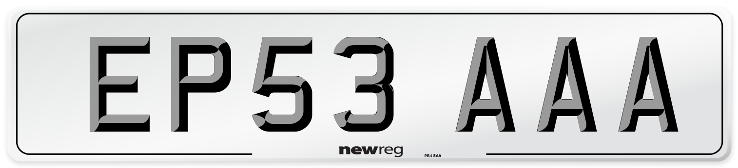 EP53 AAA Number Plate from New Reg